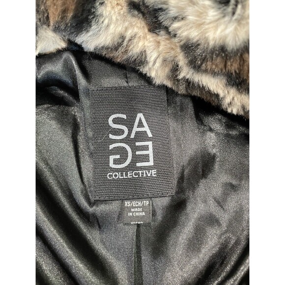 Sage Collective Faux Fur Cheetah Leopard Coat Retro Sz XS Soft Fuzzy Beth Dutton - Picture 3 of 8